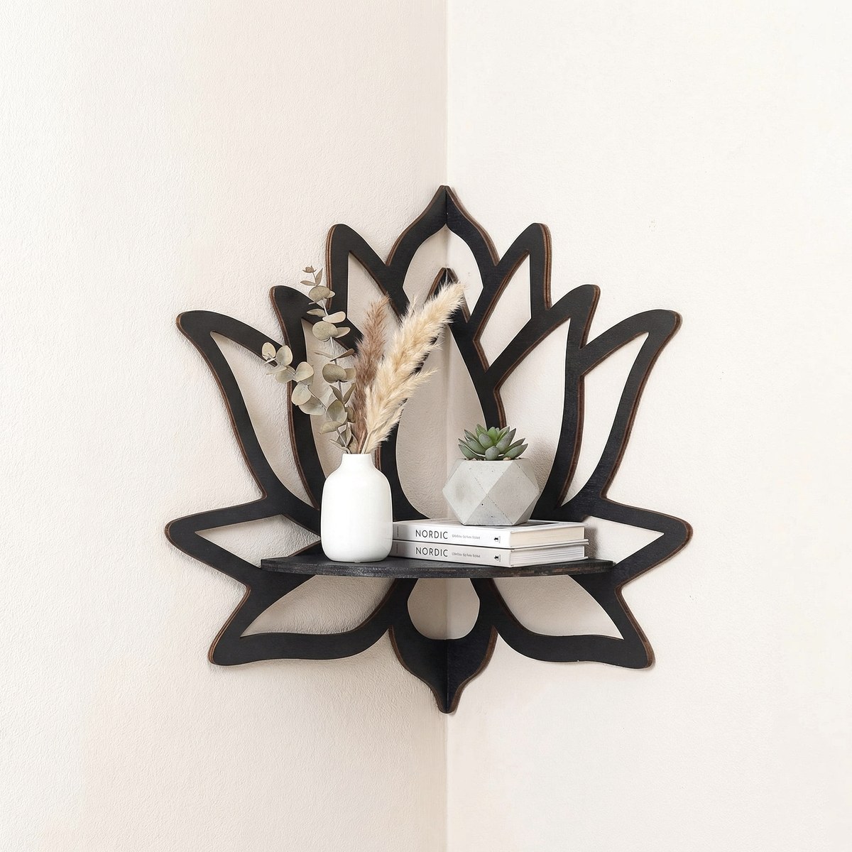 Hilger Corner Shelf, wall storage for full