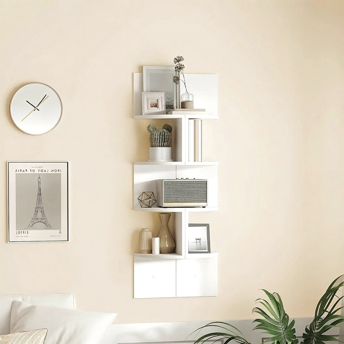 Saumsville Corner Shelf, wall storage for full