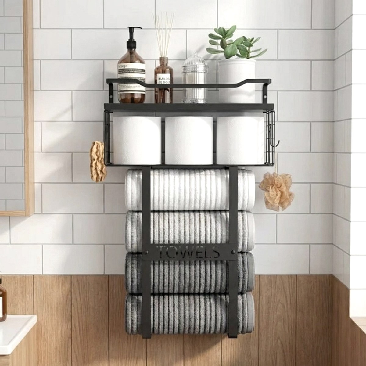 Capron Bathroom Rack, wall storage for full
