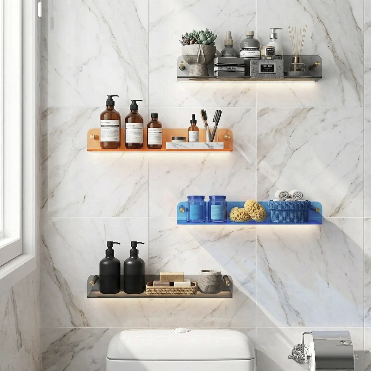 Toyei Bathroom Shelf, wall storage for full