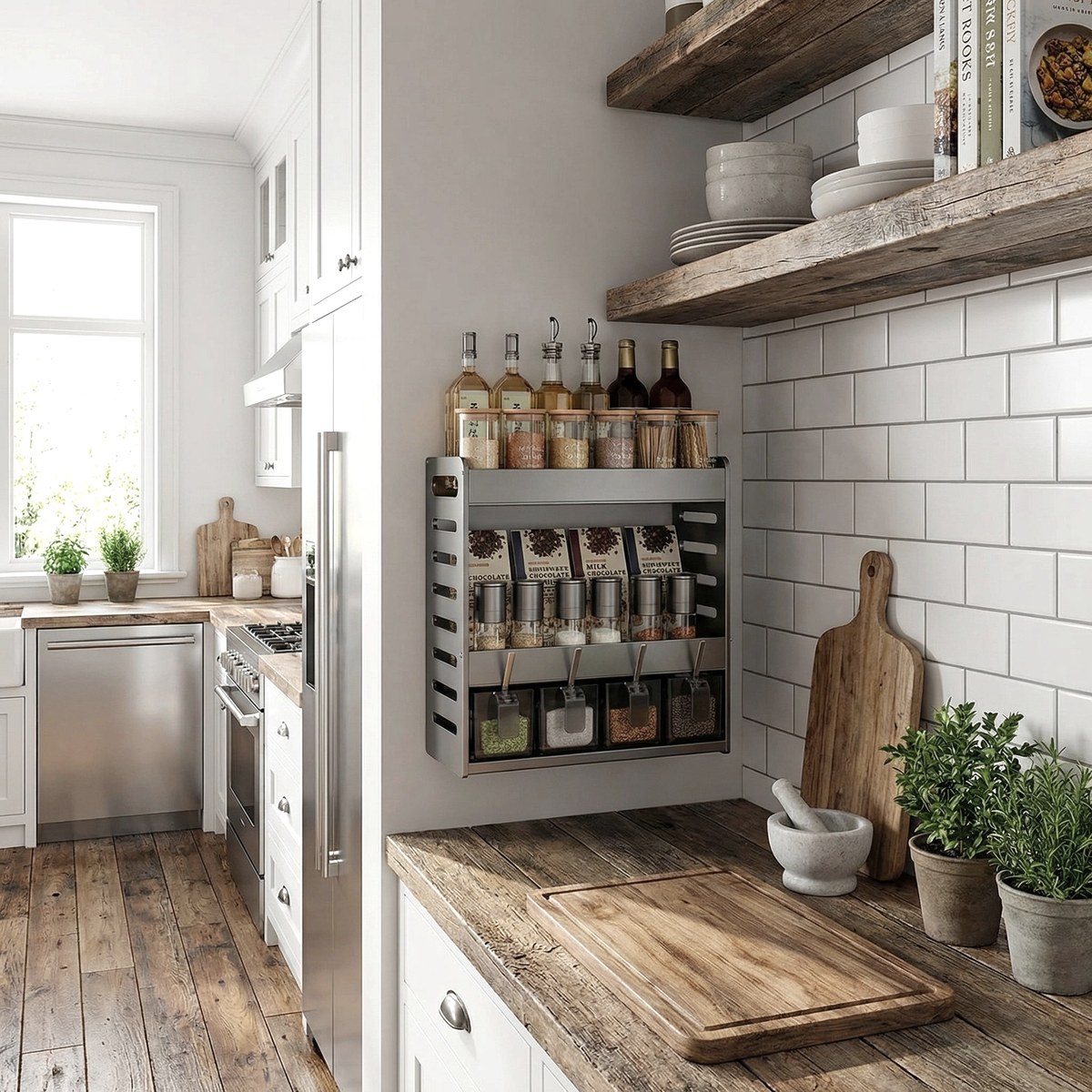 Beatrice Kitchen Rack, wall storage for full