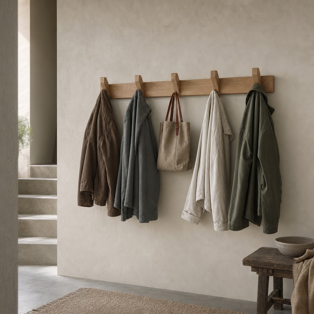 Arezzo Outerwear Rail, wall storage for 15 kg total, 3 kg per hook