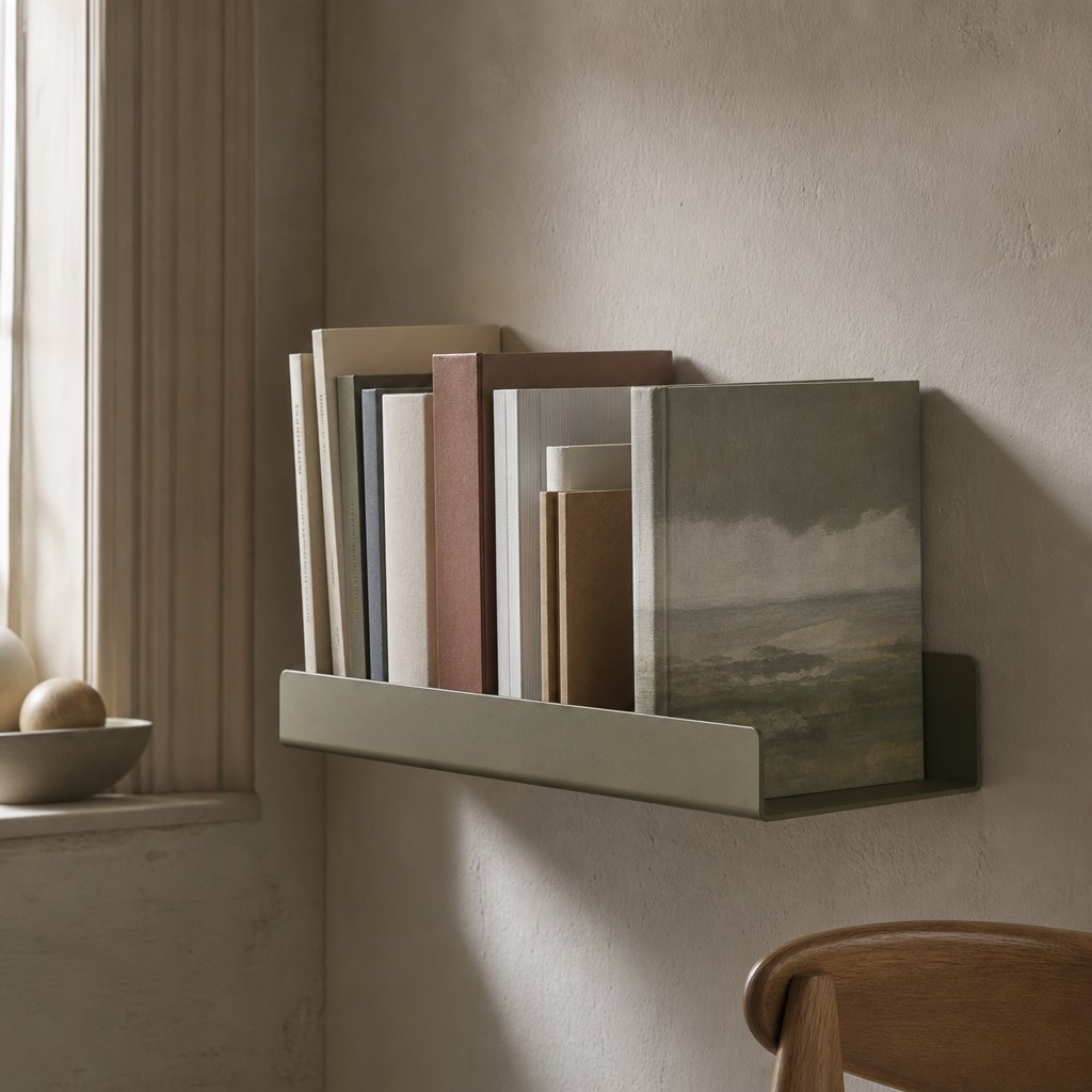 Fregellae Book Ledge, wall storage for up to 12 kg when fixed to suitable wall structure