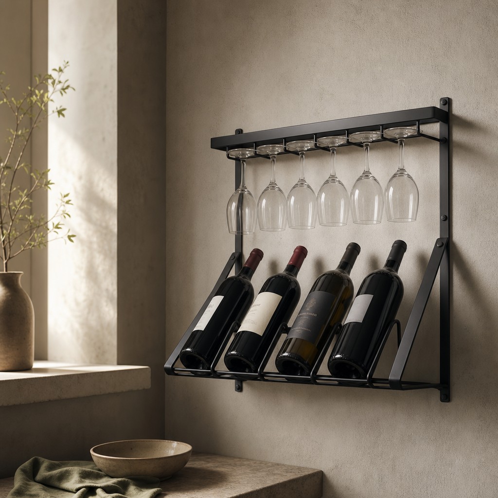 Tibur Wine Rack, wall storage for 12 kg total