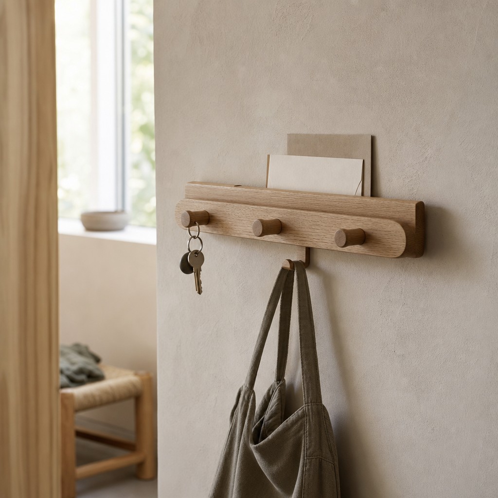Fiesole Entry Rail, wall storage for 3 kg total; bag hook 1.5 kg
