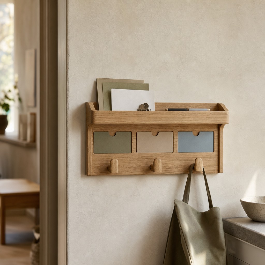 Tivoli School Station, wall storage for 15 kg total; 4 kg per hook