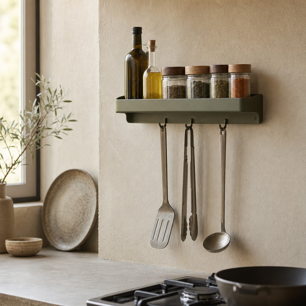 Knossos Kitchen Rack, wall storage for 8 kg, evenly distributed.