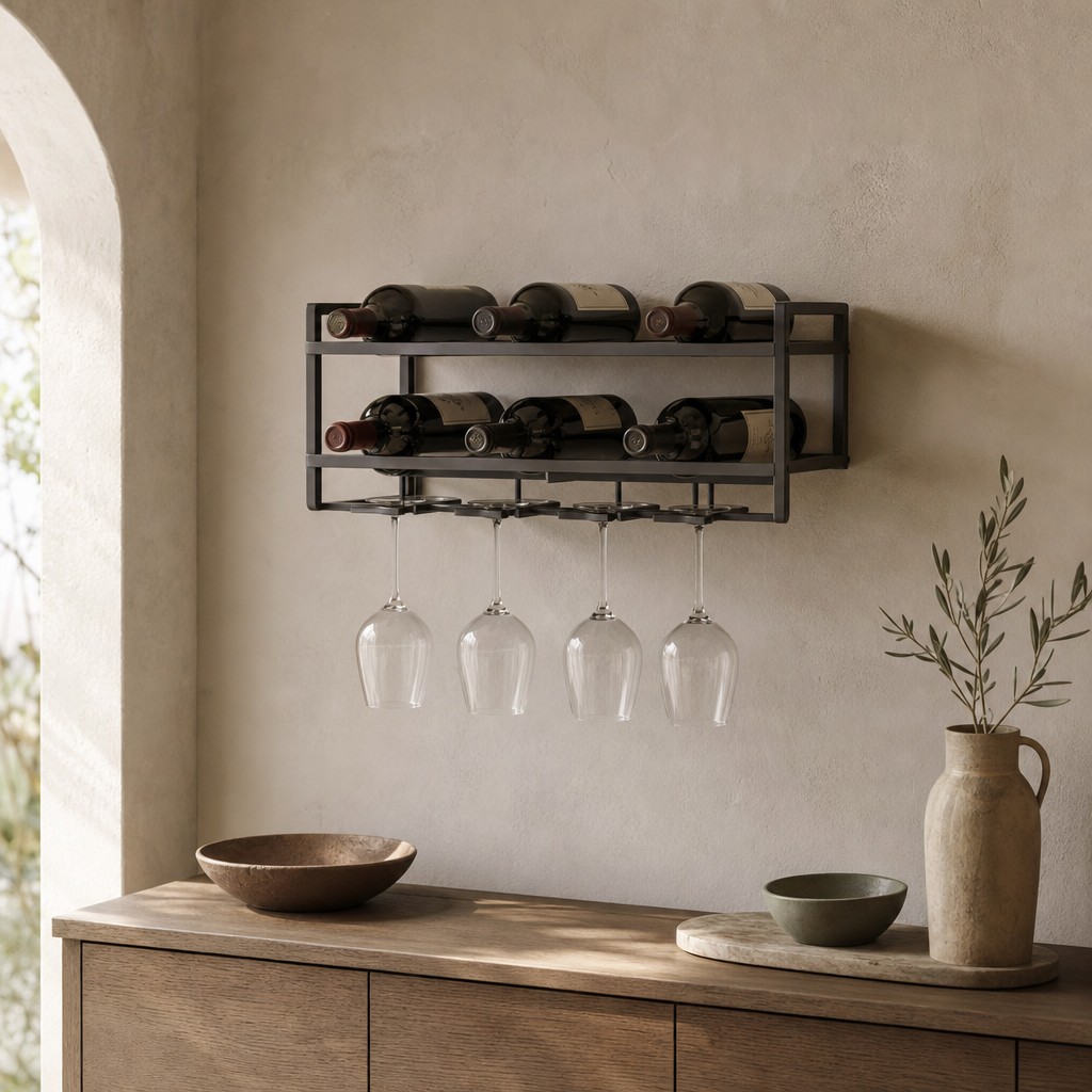 Vesuvius Wine Rack, wall storage for 12 kg when securely mounted to a suitable wall