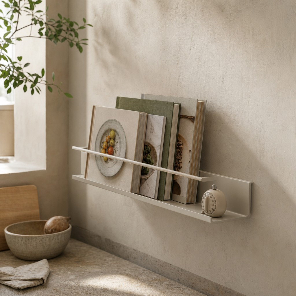 Genoa Cookbook Shelf, wall storage for 8 kg total